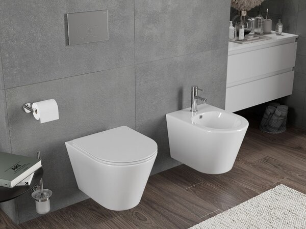 Mexen Rico, fali WC csésze 490x360x370 mm, Perem nélküli Tornado, fényes fehér, 3372XX00T