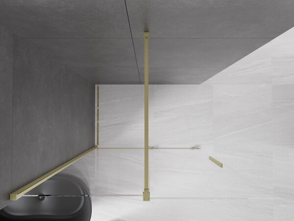 Mexen Velar, nyílásba tolóajtó Walk-In típusú 130 cm, 8 mm átlátszó üveg, arany matt, 871-130-000-03-55