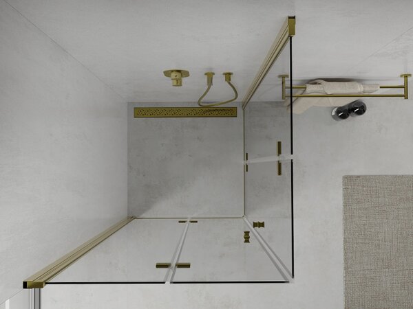Mexen Lima Duo zuhanykabin összecsukható 90 x 90 cm, átlátszó, arany - 856-090-090-50-00-02