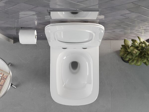 Mexen Vivo, fali WC csésze 555x370x335 mm, Perem nélküli Tornado, fényes fehér, 3361XX00T
