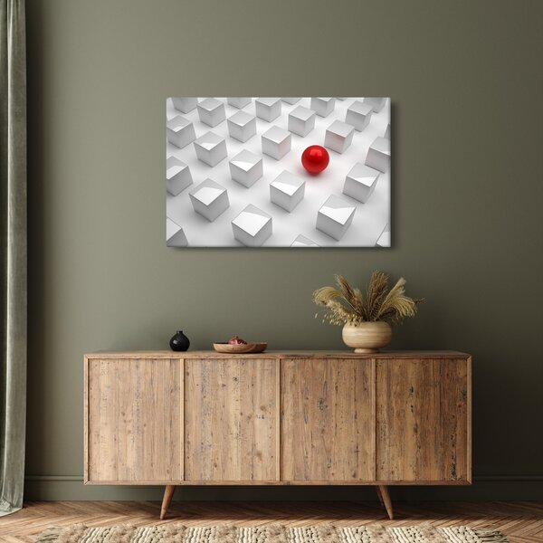 Absztrakciós kép - kocka gömbökkel (90x60 cm)