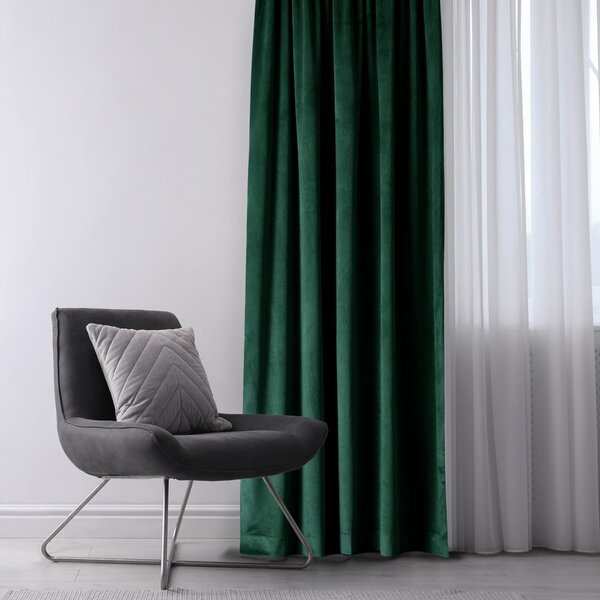 Sötétzöld bársony dimout (részleges sötétítő) függöny 140x245 cm Eyelets – Restilo