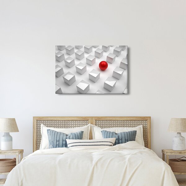 Absztrakciós kép - kocka gömbökkel (90x60 cm)