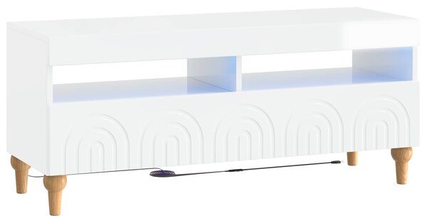 VidaXL LED TV szekrény Magasfényű Fehér Szerelt Fa