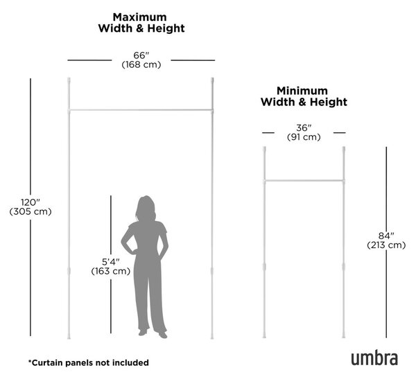 Umbra Anywhere Állítható Térelválasztó Függönykarnis Fehér