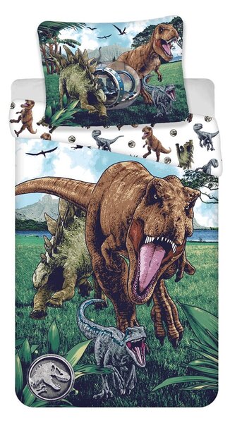 Egyszemélyes pamut gyerek ágyneműhuzat 140x200 cm Jurassic World "Trio" – Jerry Fabrics