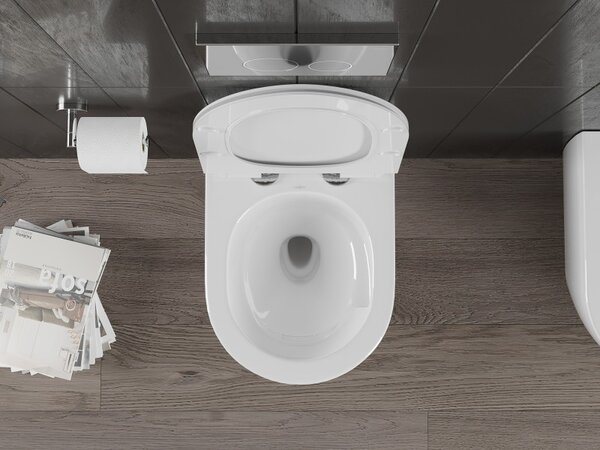 Mexen Carmen, falra akasztható wc csésze 490x365x340 mm, Perem nélküli Tornado + duroplast wc ülőke, fényes fehér, 30880100T