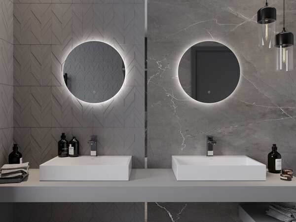 Mexen Erg kerek LED háttérvilágítású fürdőszobai tükör 50cm 6000K páramentes fűtőbetét 9823-050-050-611-00