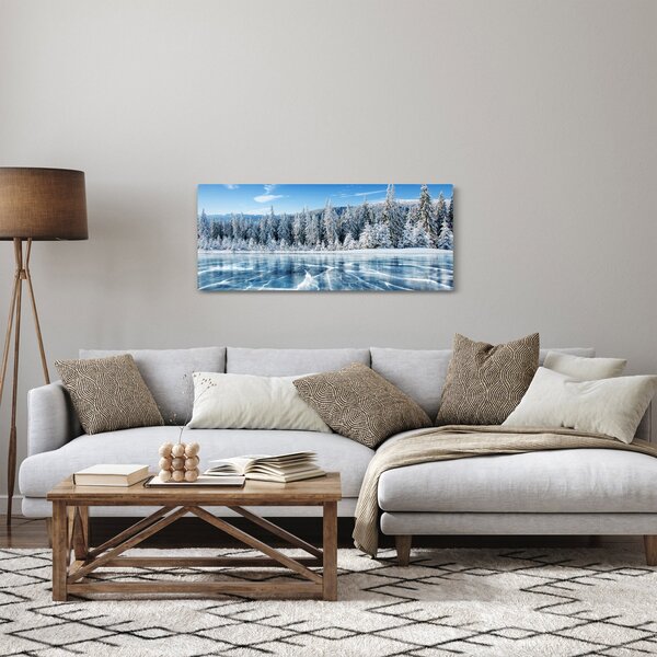 Kép a befagyott tóról és a havas fákról (120x50 cm)