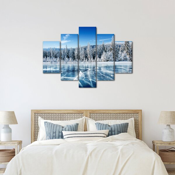 Kép a befagyott tóról és a havas fákról (150x105 cm)