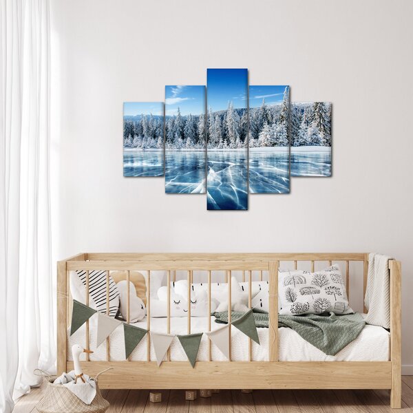 Kép a befagyott tóról és a havas fákról (150x105 cm)