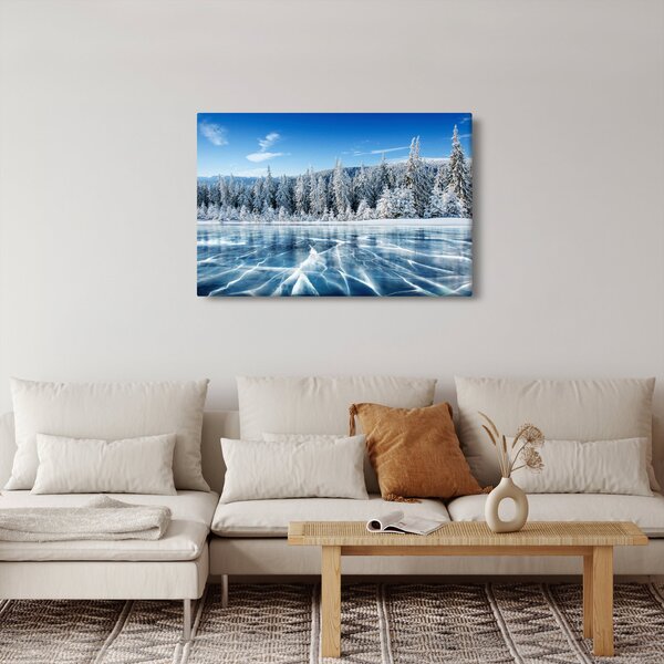 Kép a befagyott tóról és a havas fákról (90x60 cm)