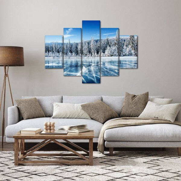 Kép a befagyott tóról és a havas fákról (150x105 cm)