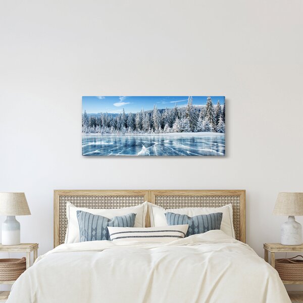 Kép a befagyott tóról és a havas fákról (120x50 cm)