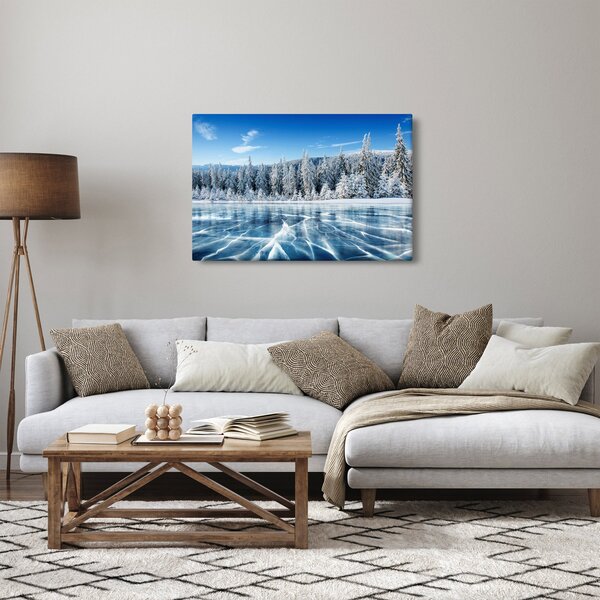 Kép a befagyott tóról és a havas fákról (90x60 cm)