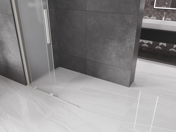 Mexen Velar, zuhany paraván tolóajtóval Walk-in 100 x 200 cm, 8 mm-es matt üveg, csiszolt acél, 871-100-000-33-97
