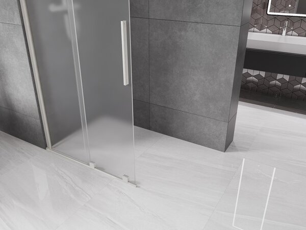 Mexen Velar, zuhany paraván tolóajtóval Walk-in 100 x 200 cm, 8 mm-es matt üveg, csiszolt acél, 871-100-000-33-97