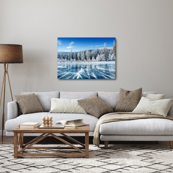 Kép a befagyott tóról és a havas fákról (70x50 cm)