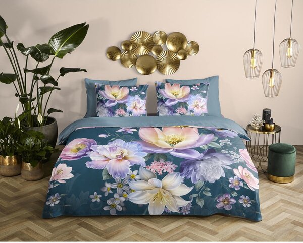 Kék kétszemélyes-hosszabbított pamut-szatén ágyneműhuzat 200x220 cm Mirery – Descanso