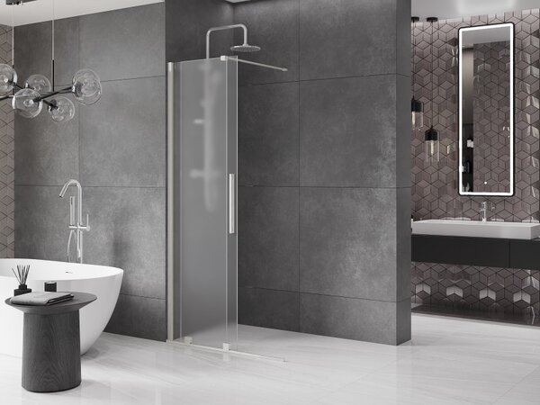 Mexen Velar, zuhany paraván tolóajtóval Walk-in 100 x 200 cm, 8 mm-es matt üveg, csiszolt acél, 871-100-000-33-97