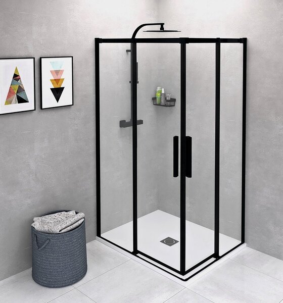 Polysan Polysan, ALTIS LINE BLACK téglalap alakú zuhanyparaván 900x800 mm, bal / jobb változat, sarokbejárat, AL1592BAL1582B
