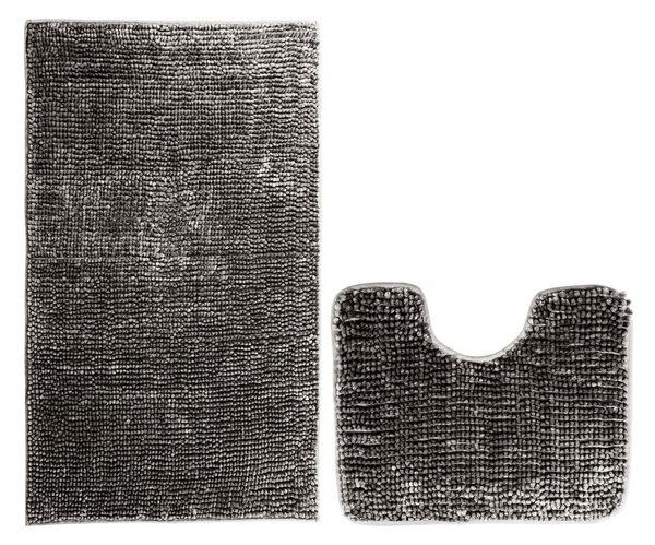 Sötétszürke fürdőszobai kilépő szett 2 db-os WC-hez 80x50 cm Bati – Restilo