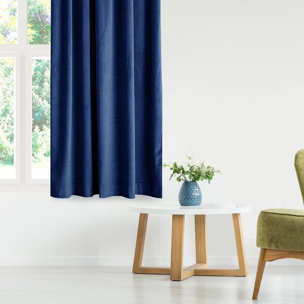 Sötétkék bársony dimout (részleges sötétítő) függöny 140x270 cm Eyelets – Restilo