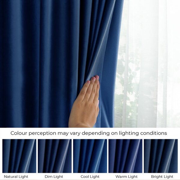Sötétkék bársony dimout (részleges sötétítő) függöny 140x270 cm Eyelets – Restilo