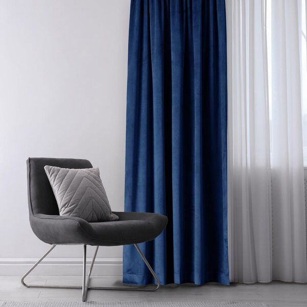 Sötétkék bársony dimout (részleges sötétítő) függöny 140x270 cm Eyelets – Restilo