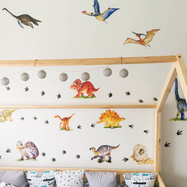 INSPIO - átragasztható textil matrica - Dino Dínós gyerekszoba falmatrica - Dinoszaurusz park