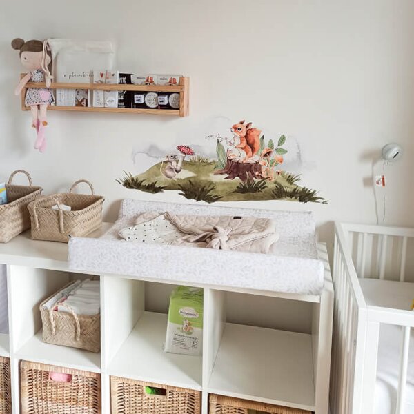 INSPIO - átragasztható textil matrica - Róka, őzike, mókus - Falmatrica