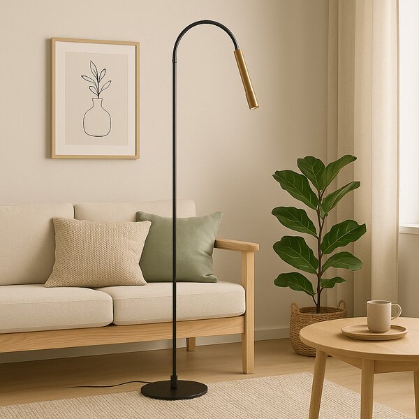DRILL modern LED állólámpa flexibilis csővel, matt fekete