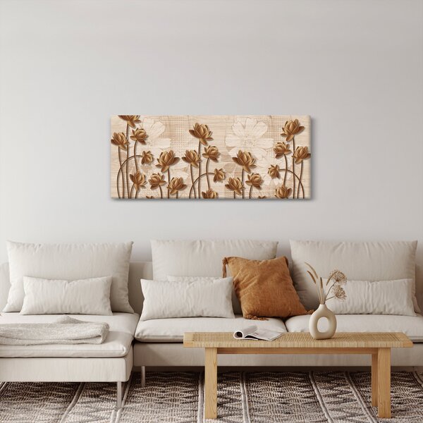Absztrakció virágok képe - barna (120x50 cm)