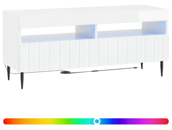 VidaXL LED TV szekrény Magasfényű Fehér Szerelt Fa