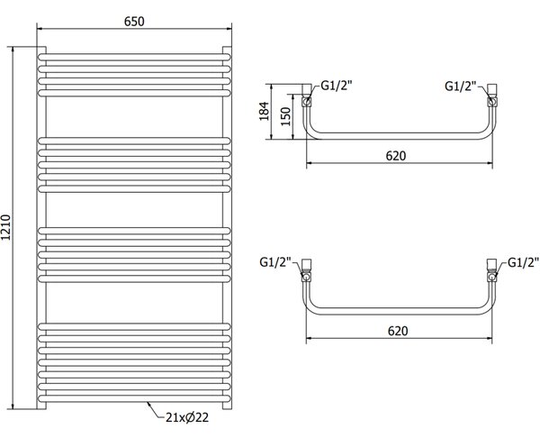 Mexen Apollo, futoelem 1210 x 650 mm, 713 W, fehér, W117-1210-650-00-20
