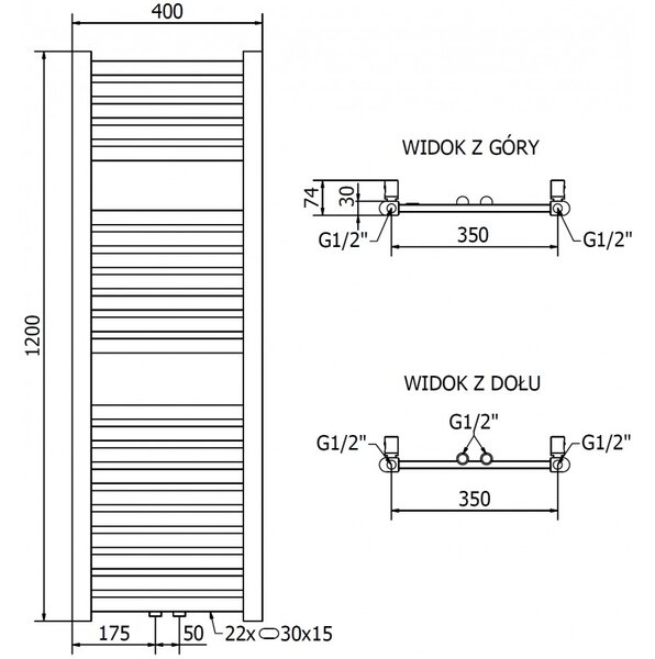 Mexen Hades, fűtőelem 1200x400 mm, 367 W, arany fényes, W104-1200-400-00-50