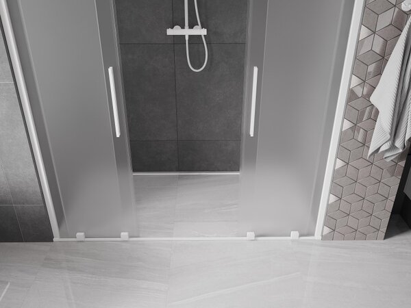Mexen Velar Duo, tolózuhanyajtó nyitáshoz 170 cm, 8 mm-es matt üveg, fehér matt, 871-170-000-32-20