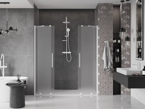 Mexen Velar Duo, tolózuhanyajtó nyitáshoz 170 cm, 8 mm-es matt üveg, fehér matt, 871-170-000-32-20