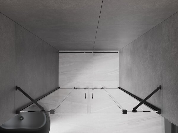 Mexen Velar Duo, nyitható tolóajtó 150x200 cm, 8mm átlátszó üveg, fekete matt, 871-150-000-02-70