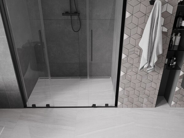 Mexen Velar Duo, nyitható tolóajtó 150x200 cm, 8mm átlátszó üveg, fekete matt, 871-150-000-02-70