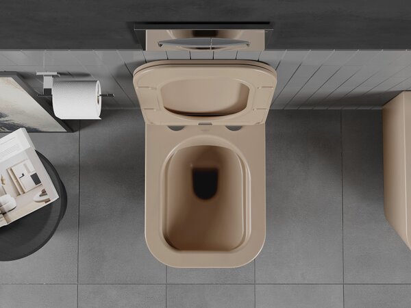 Mexen Teo Rimless, falra szerelhető WC csésze 51x34,5x34 cm, duroplasztból készült lassú ütésű ülőfelülettel, cappuccino matt, 30854064