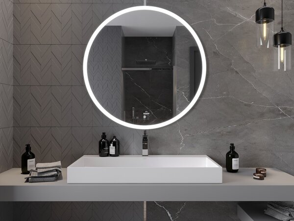 Mexen Oro, Kerek LED háttérvilágítású fürdőszobai tükör 100cm, 6000K, Páramentes fűtőbetét, 9824-100-100-611-00