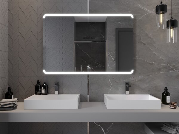 Mexen Nida, LED fürdoszobai tükör háttérvilágítással 120x80 cm, 6000K, páramentes, 9806-120-080-611-00