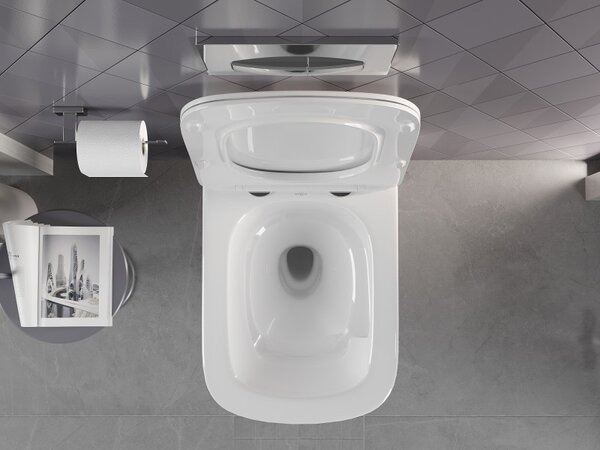 Mexen Timo, fali WC csésze 555x370x335 mm, Perem nélküli Tornado, fényes fehér, 3365XX00T