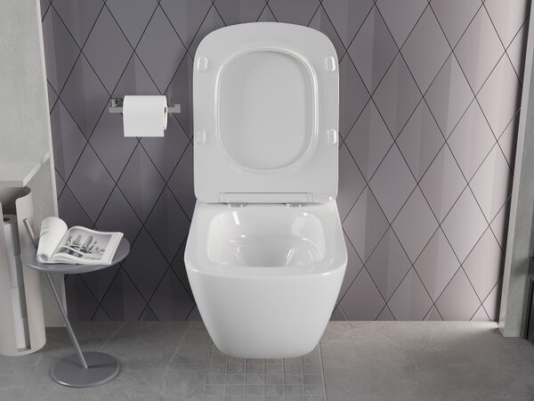 Mexen Timo, fali WC csésze 555x370x335 mm, Perem nélküli Tornado, fényes fehér, 3365XX00T