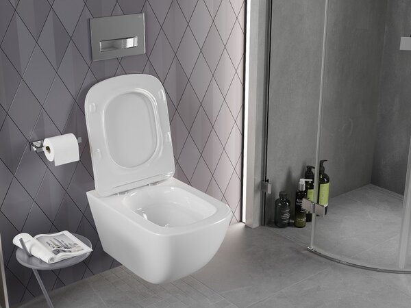 Mexen Timo, fali WC csésze 555x370x335 mm, Perem nélküli Tornado, fényes fehér, 3365XX00T
