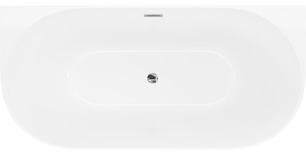 Mexen Oval Slim, szabadon álló fali kád 170 x 80 cm, fényes fehér, króm túlfolyó, 52661708000-01