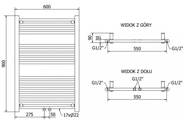 Mexen, Mexen Mars elektromos fűtés 900 x 600 mm, 300 W, króm - W110-0900-600-2300-01