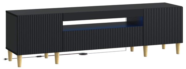 VidaXL LED TV szekrény Fekete Szerelt Fa