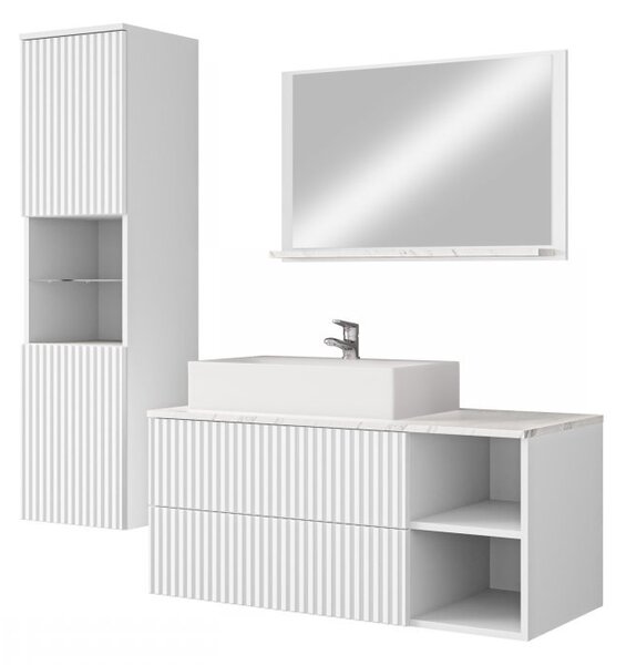 Fürdőszoba szett Kiago II (fehér + bianco márvány) (csaptelep nélkül, szifonnal, mosdó nélkül)